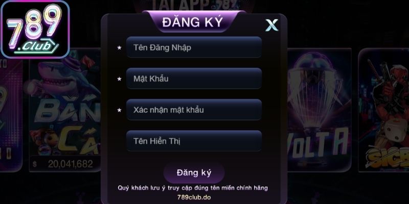 Điền dữ liệu đăng ký 789Club
